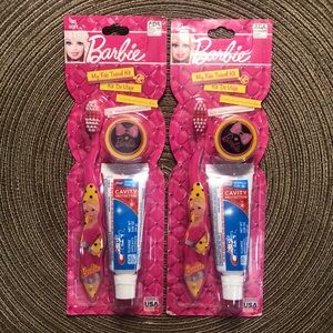 2 Pkgs Barbie Travel Toothbrush Sets